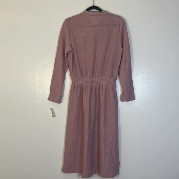 Sears | New VINTAGE pink textured midi dress Women’s size 14 (more like 10) vtg - Picture 6 of 9